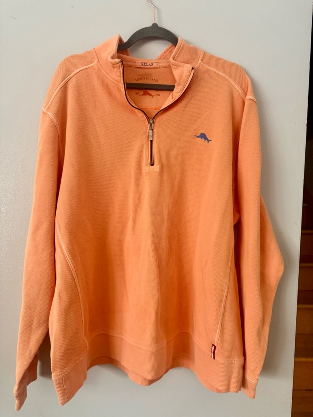 🌿Tommy Bahama "Relax" 1/4 Zip Ribbed Pullover - Vibrant Orange